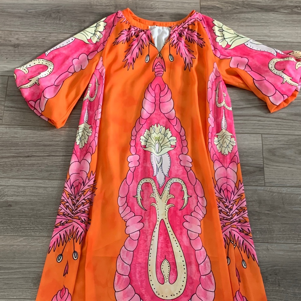Vibrant Orange Maxi Dress – Paisley Print
